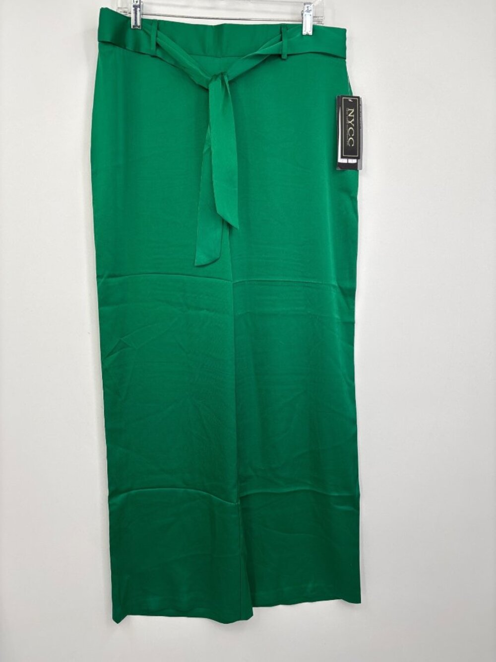 NYCC Satin Wide Leg Pull On Pant Green Size Large NEW